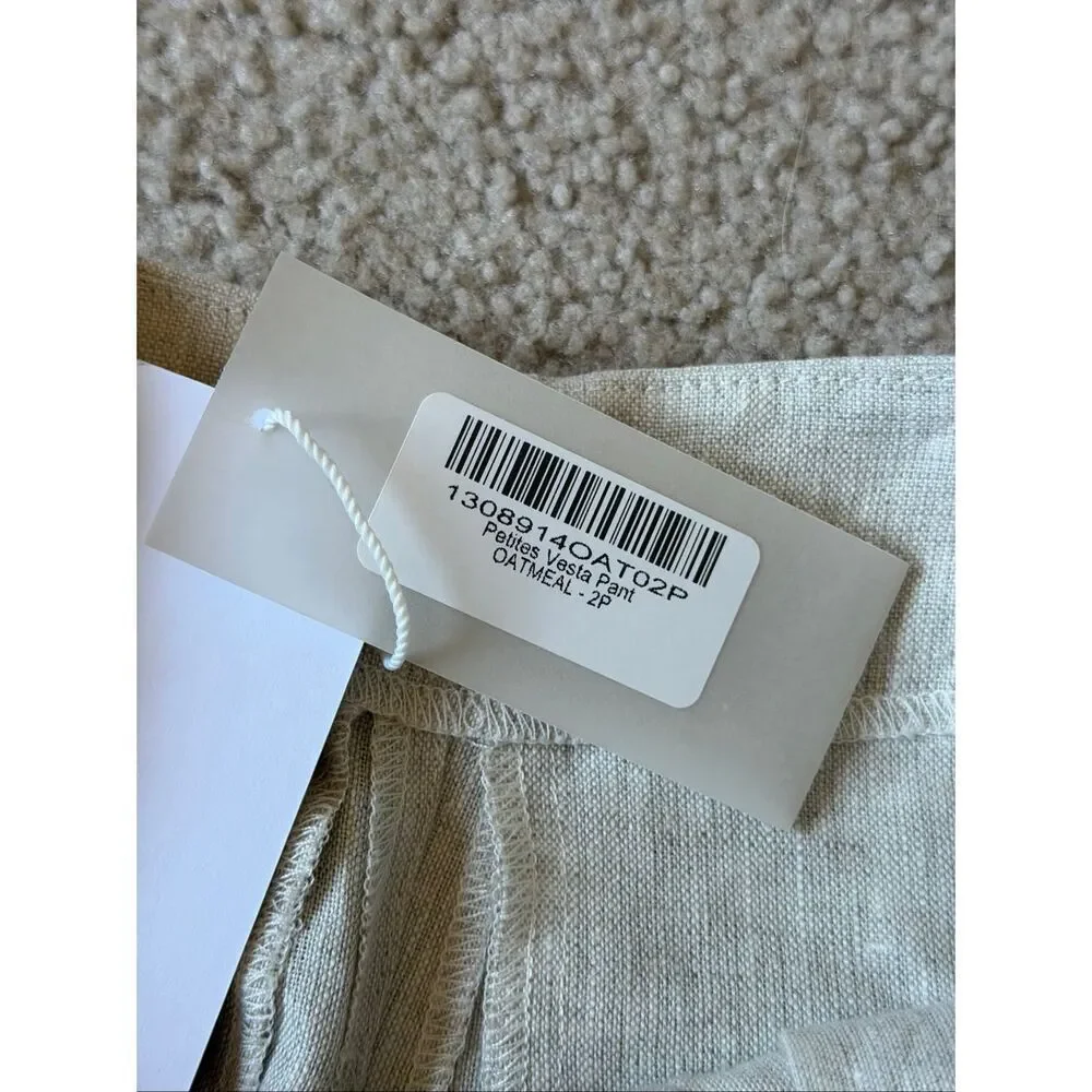 NEW Reformation Vesta Pants Oatmeal Cream Linen 2 Petite 29”